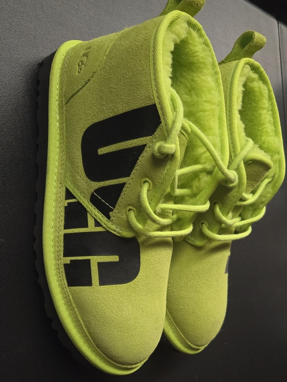 UGG Kids Neon Green Lace-Up Cozy Boots